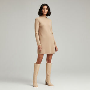 MANGO Cream Leather Knee High Boots, animal print 8.5 Office Siren, Minimalist